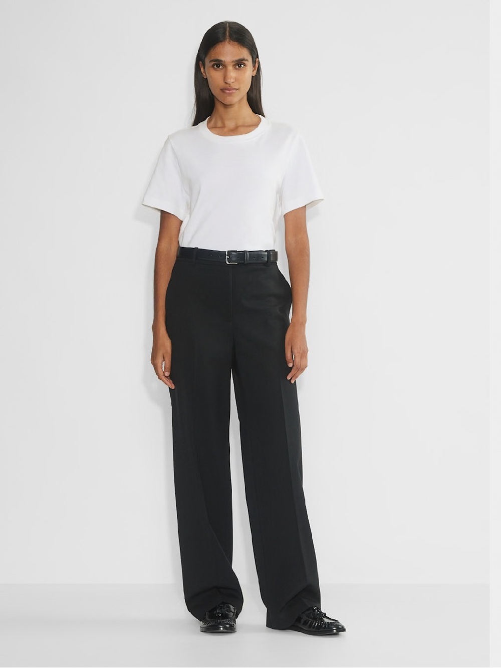 Aritzia / Babaton High Waisted Straight Leg Agency Pant - City Wool - Black - Picture 1 of 13